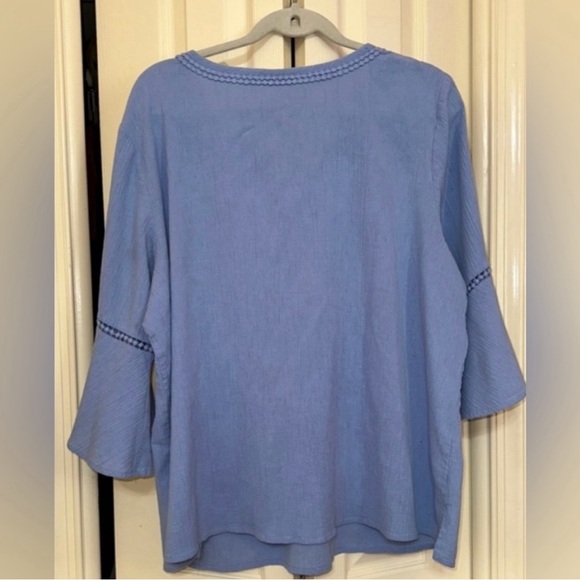 Women's Crepe Blouse - 3/4 inch bell sleeves - Size 2X | Denim&Co - Picture 4 of 12